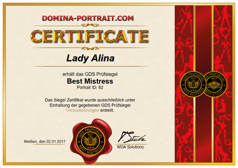 Zertifikat von Lady Alina