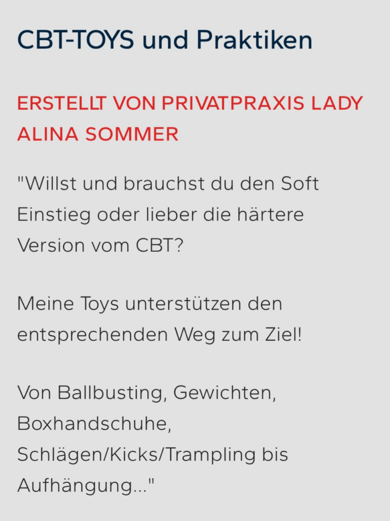 CBT-TOYS und Praktiken