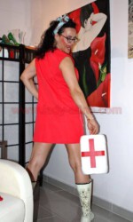 Roter Kittel von Hinten Roter Kittel von Hinten